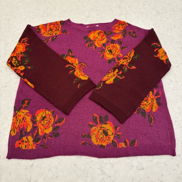 NWT The Pioneer Woman Colorblock Purple Garden Floral Sweater Sweet Rose XXL(20) - Picture 4 of 15